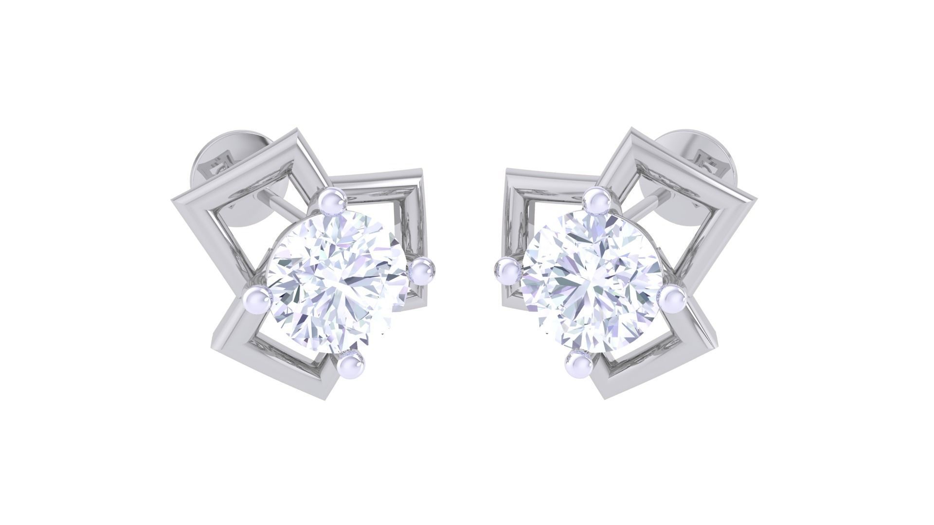 Ultra Light Wt Solitaire Diamond Stud Earrings 3dm stl obj  3D print model_4