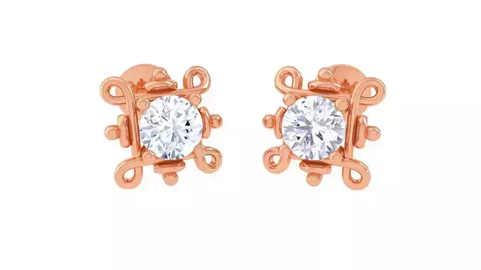 Ultra Light Wt Solitaire Diamond Stud Earrings 3dm stl obj  3D print model