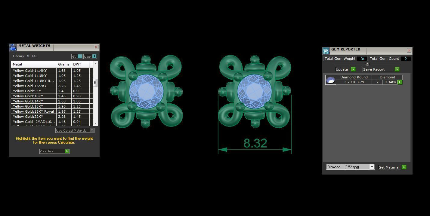 Ultra Light Wt Solitaire Diamond Stud Earrings 3dm stl obj 3D print model_3