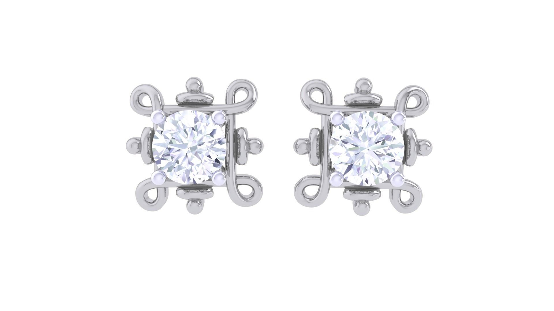 Ultra Light Wt Solitaire Diamond Stud Earrings 3dm stl obj 3D print model_8