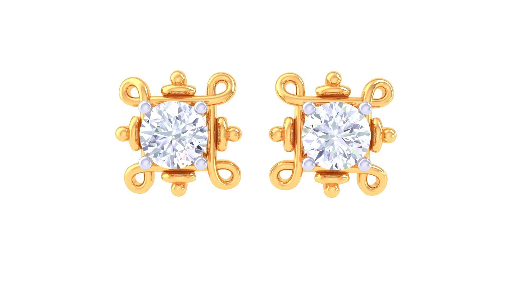 Ultra Light Wt Solitaire Diamond Stud Earrings 3dm stl obj 3D print model_9