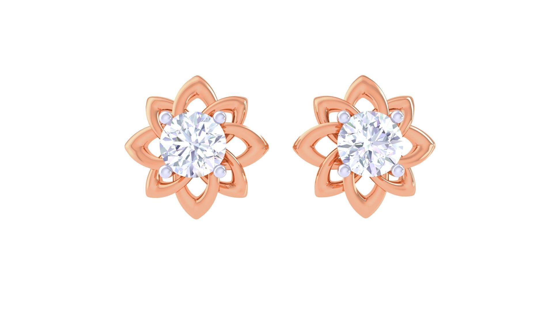 Ultra Light Wt Solitaire Diamond Stud Earrings 3dm stl obj  3D print model_9