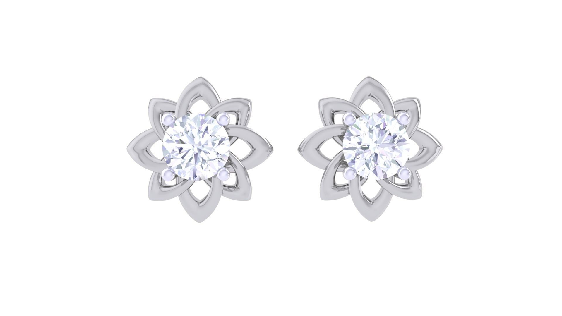 Ultra Light Wt Solitaire Diamond Stud Earrings 3dm stl obj  3D print model_7