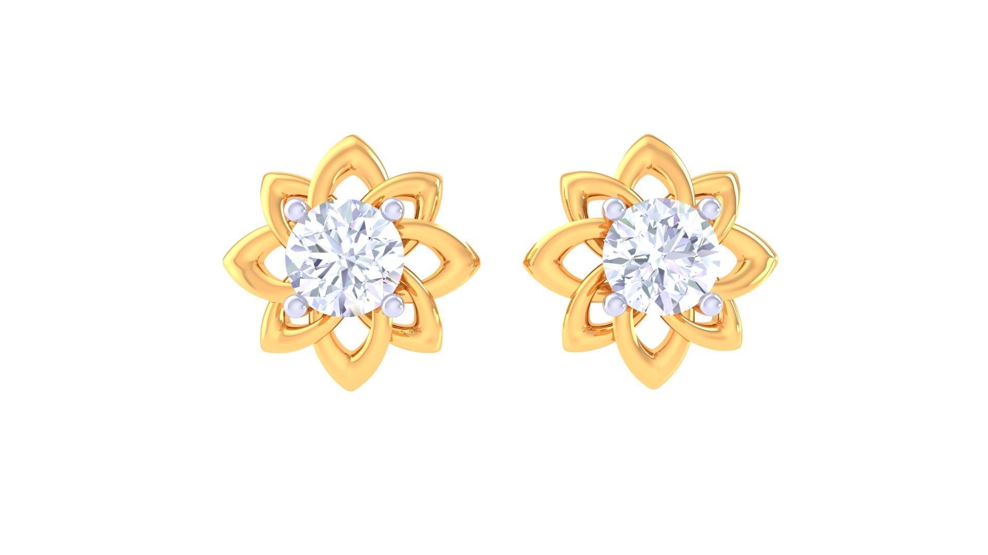 Ultra Light Wt Solitaire Diamond Stud Earrings 3dm stl obj  3D print model_8