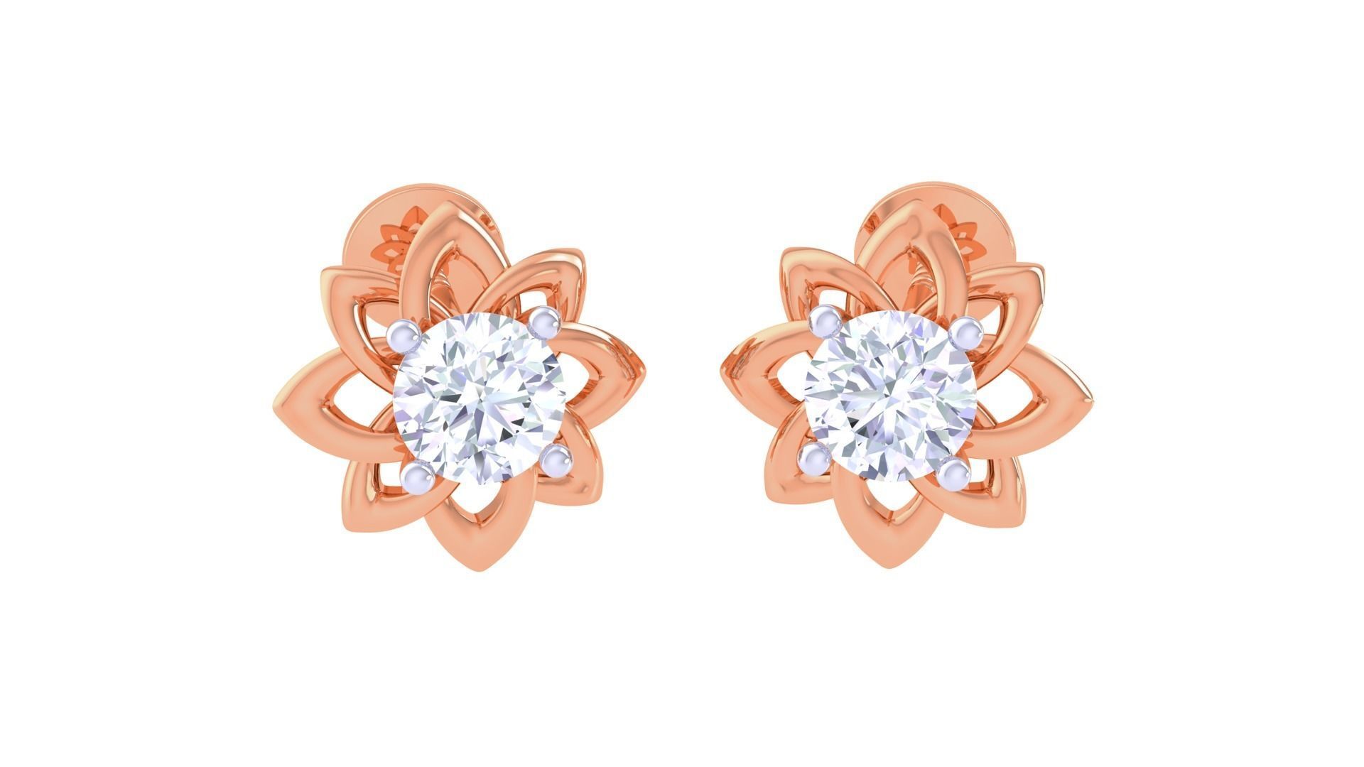 Ultra Light Wt Solitaire Diamond Stud Earrings 3dm stl obj  3D print model_4