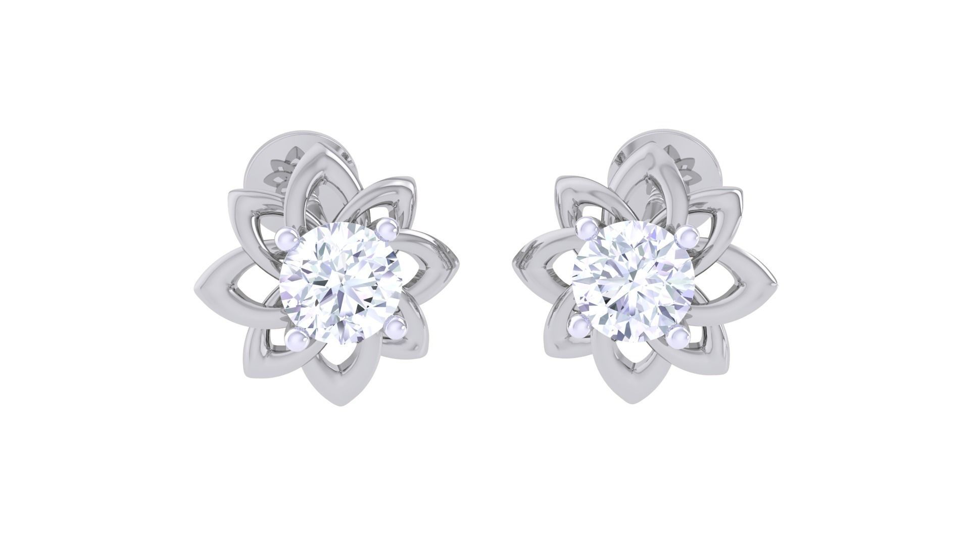 Ultra Light Wt Solitaire Diamond Stud Earrings 3dm stl obj  3D print model_6