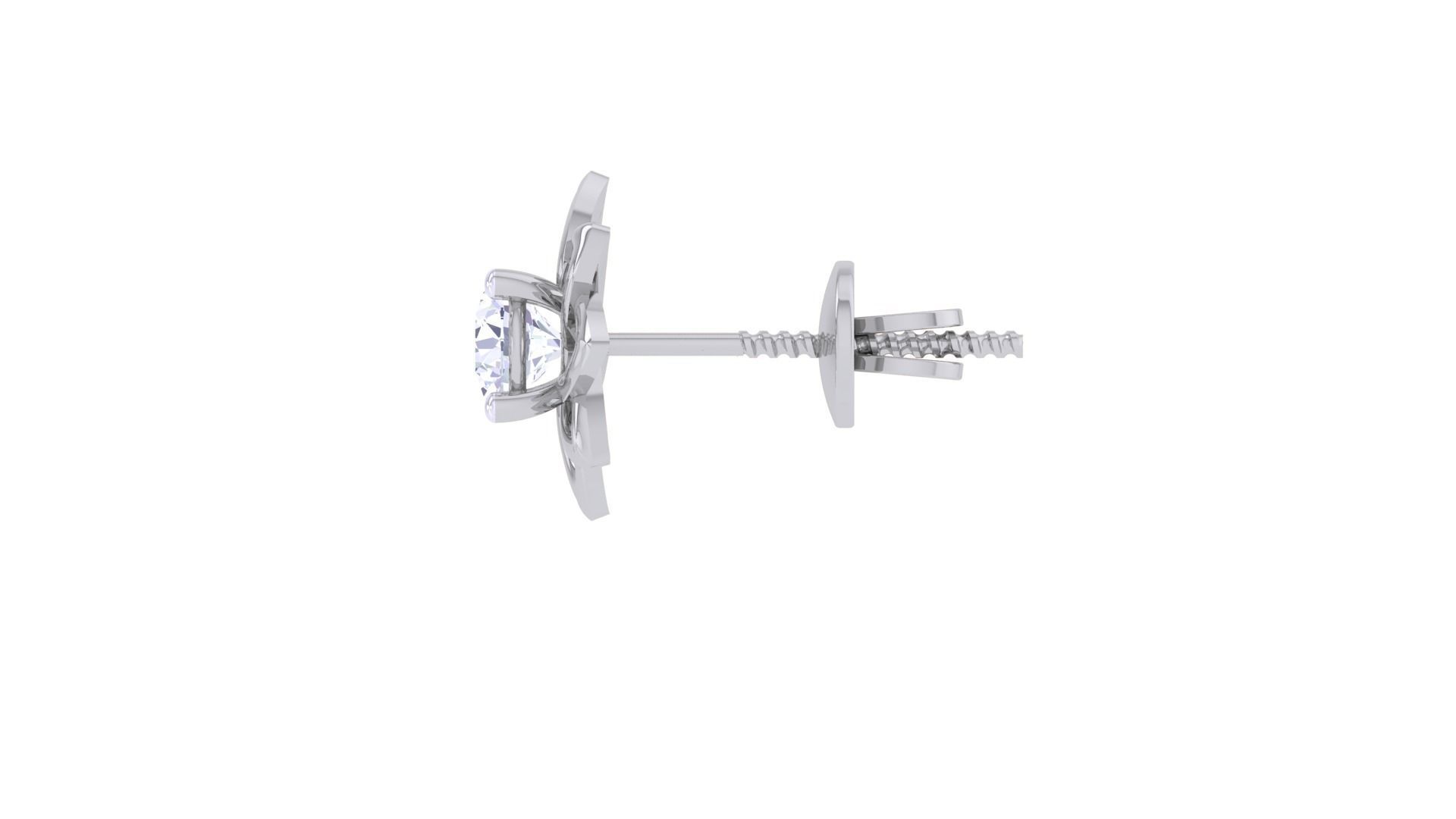 Ultra Light Wt Solitaire Diamond Stud Earrings 3dm stl obj  3D print model_10