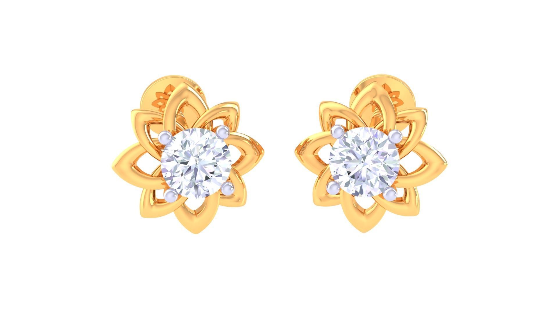 Ultra Light Wt Solitaire Diamond Stud Earrings 3dm stl obj  3D print model_5