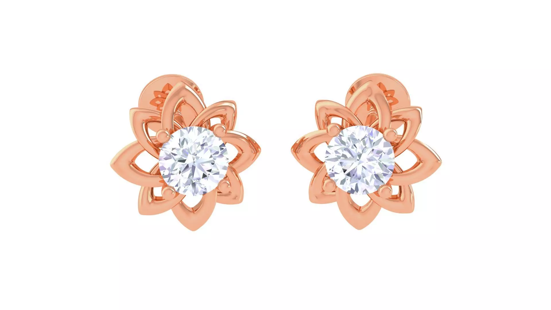 Ultra Light Wt Solitaire Diamond Stud Earrings 3dm stl obj  3D print model_0
