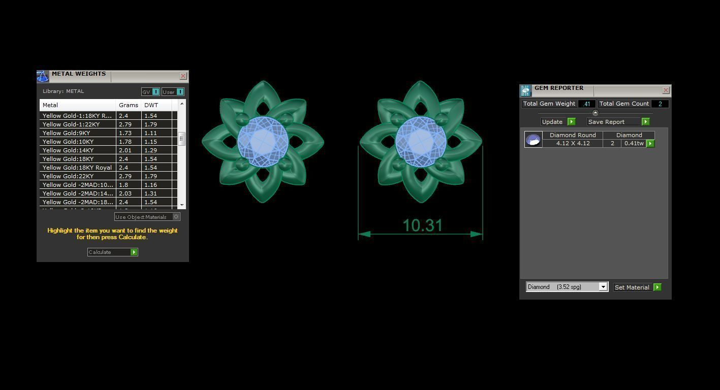 Ultra Light Wt Solitaire Diamond Stud Earrings 3dm stl obj  3D print model_3