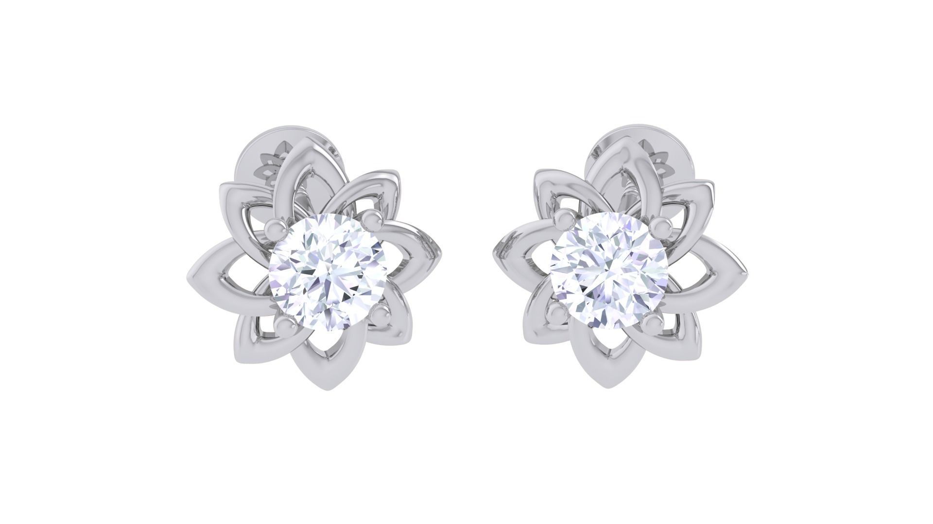 Ultra Light Wt Solitaire Diamond Stud Earrings 3dm stl obj  3D print model_1
