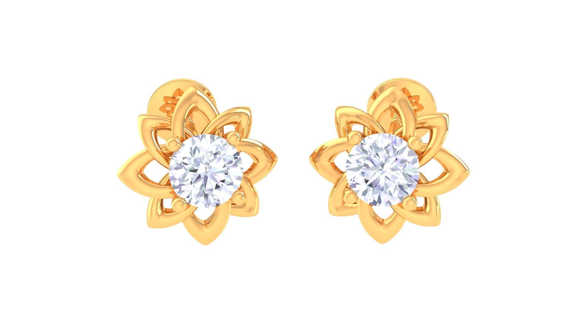 Ultra Light Wt Solitaire Diamond Stud Earrings 3dm stl obj  3D print model_2