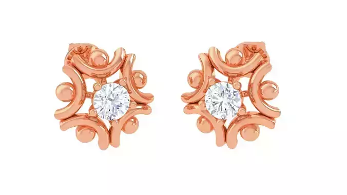 Ultra Light Wt Solitaire Diamond Stud Earrings 3dm stl obj  3D print model