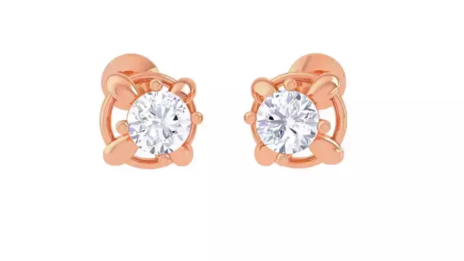Ultra Light Wt Solitaire Diamond Stud Earrings 3dm stl obj  3D print model