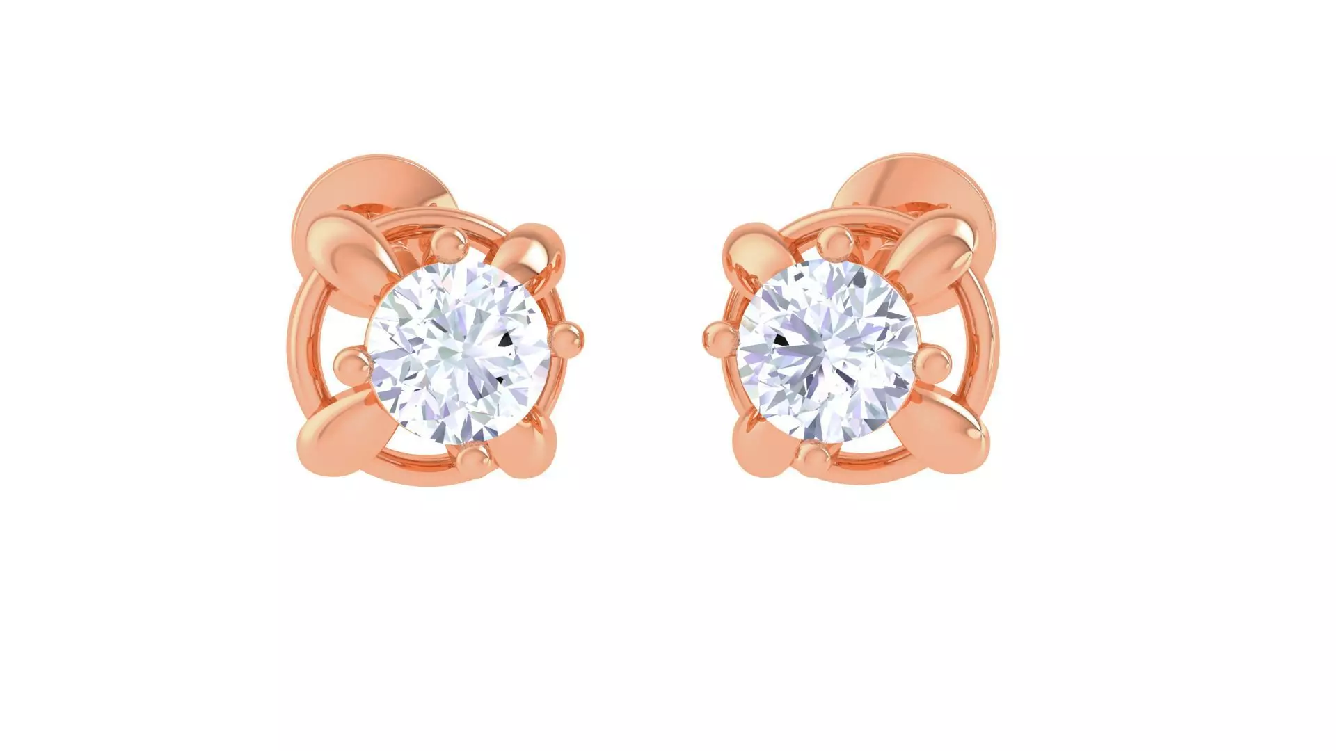 Ultra Light Wt Solitaire Diamond Stud Earrings 3dm stl obj 3D print model