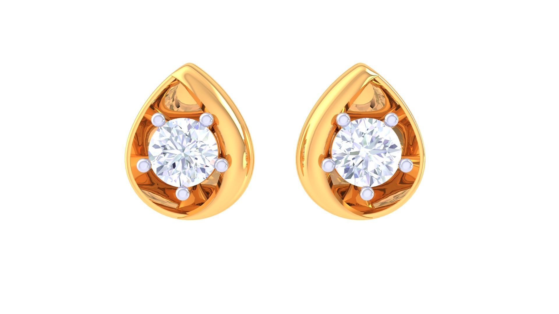 Ultra Light Wt Solitaire Diamond Stud Earrings 3dm stl obj 3D print model_9