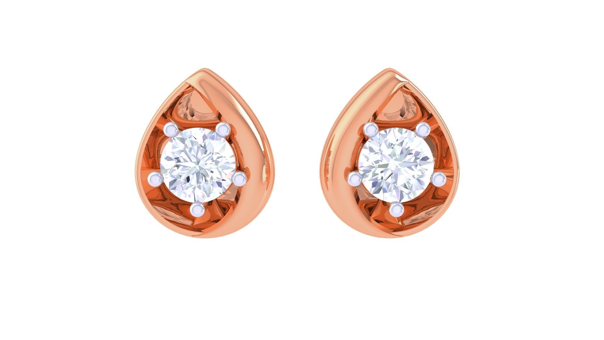 Ultra Light Wt Solitaire Diamond Stud Earrings 3dm stl obj 3D print model_8