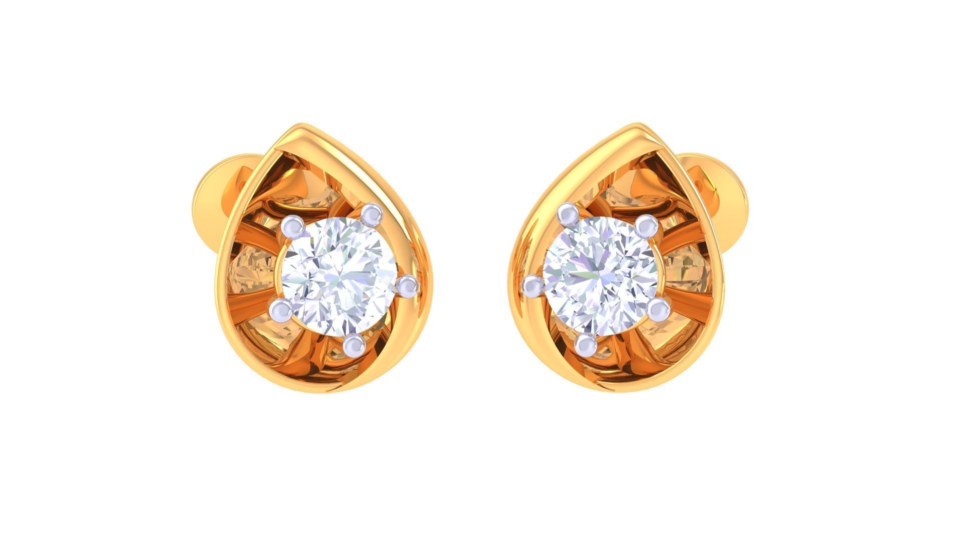Ultra Light Wt Solitaire Diamond Stud Earrings 3dm stl obj 3D print model_5