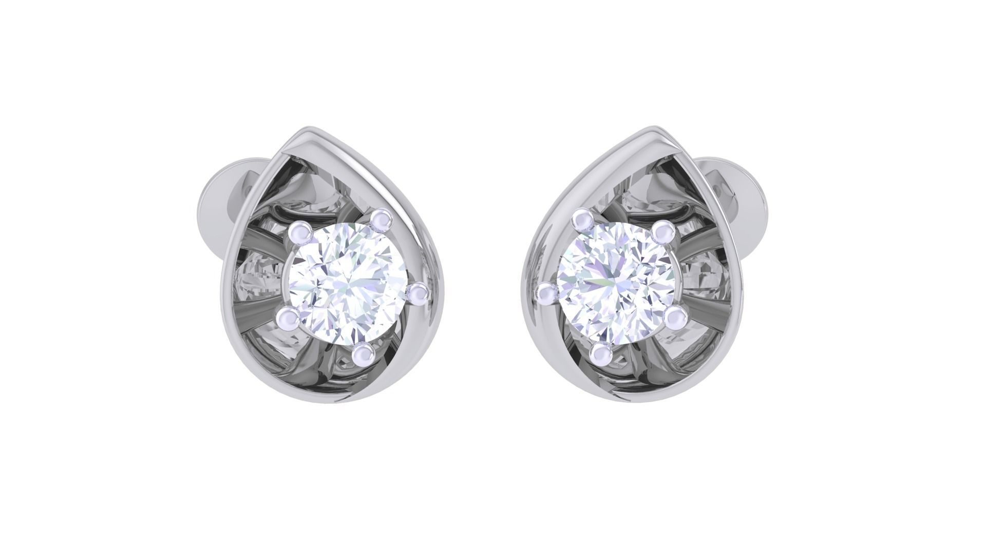 Ultra Light Wt Solitaire Diamond Stud Earrings 3dm stl obj 3D print model_3