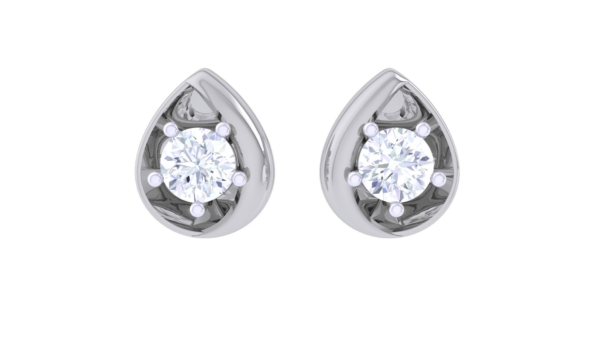 Ultra Light Wt Solitaire Diamond Stud Earrings 3dm stl obj 3D print model_7