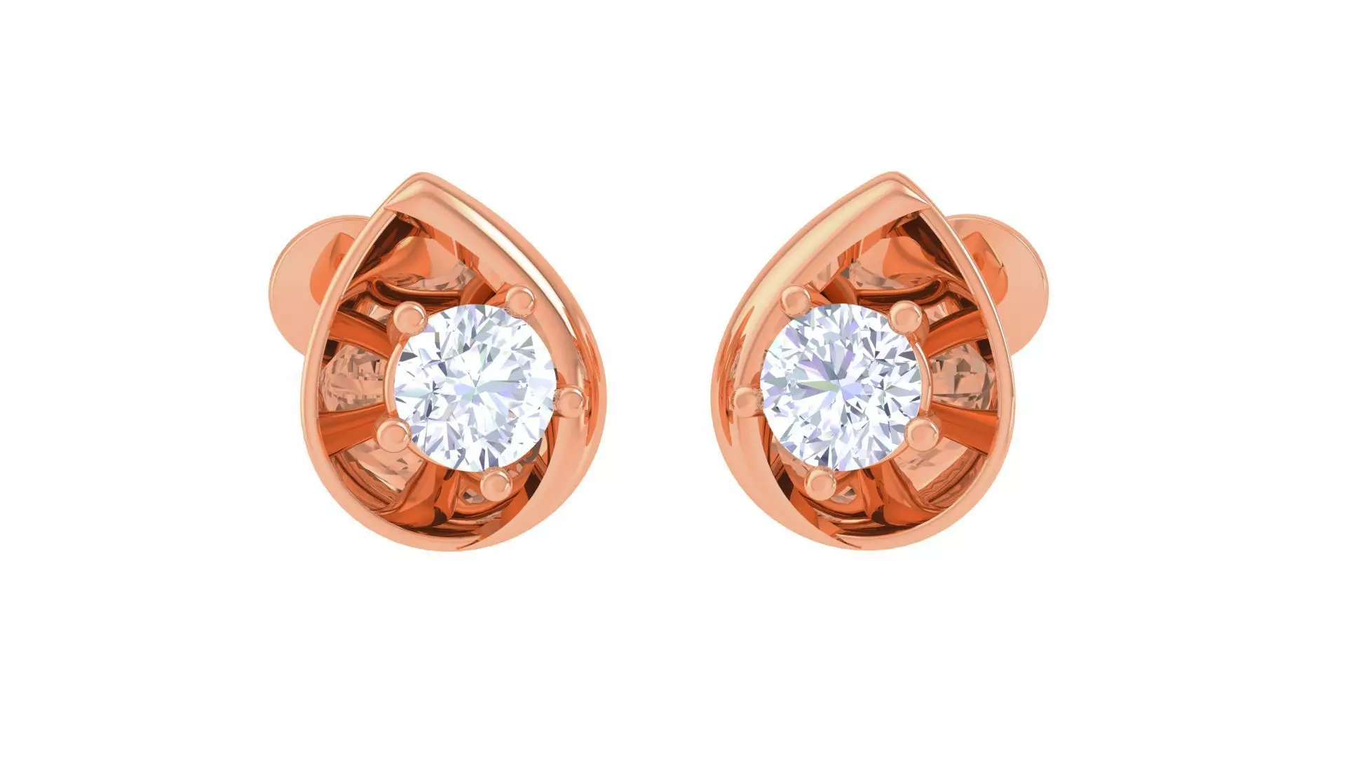 Ultra Light Wt Solitaire Diamond Stud Earrings 3dm stl obj 3D print model_0