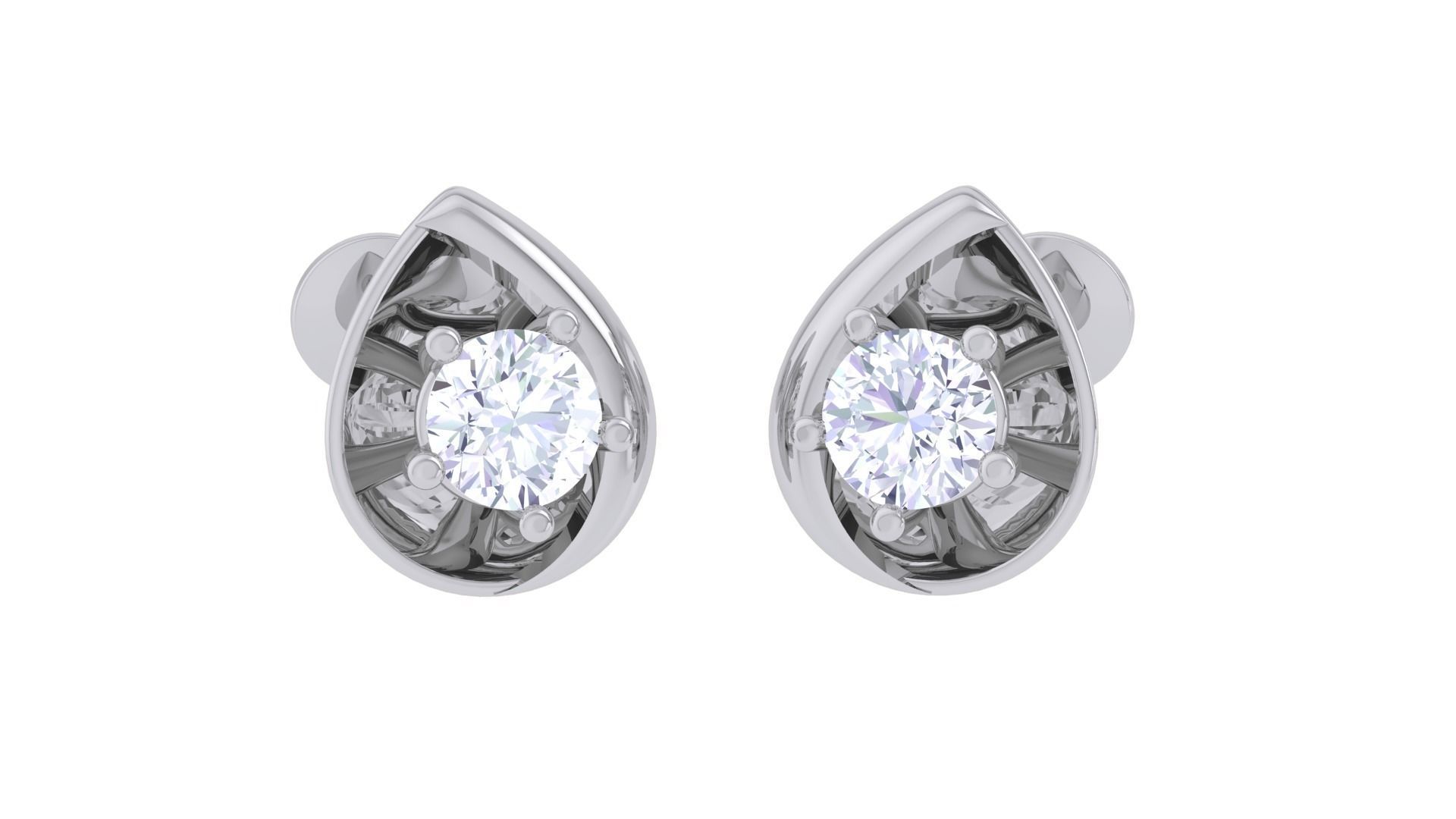 Ultra Light Wt Solitaire Diamond Stud Earrings 3dm stl obj 3D print model_2