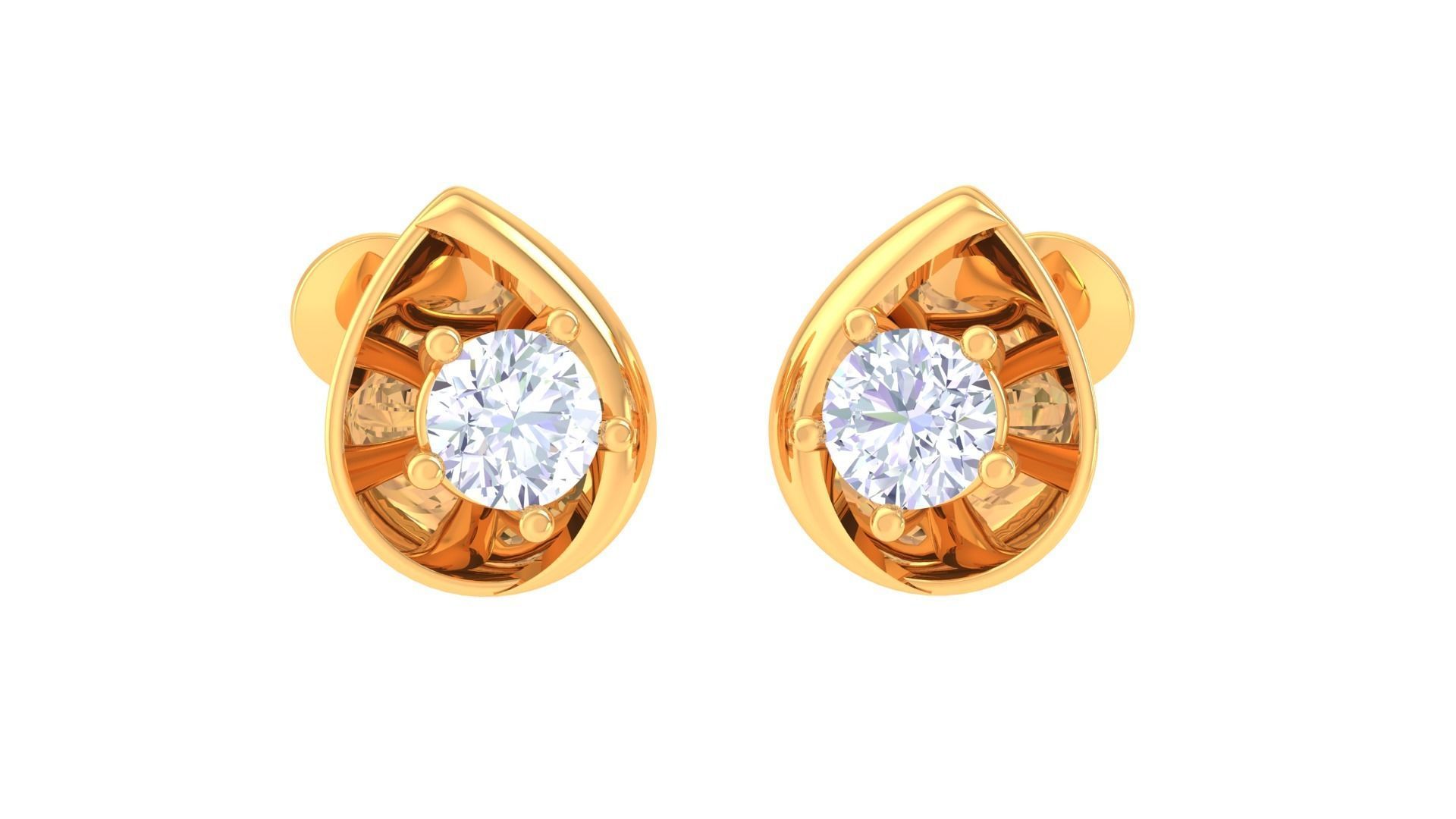 Ultra Light Wt Solitaire Diamond Stud Earrings 3dm stl obj 3D print model_1