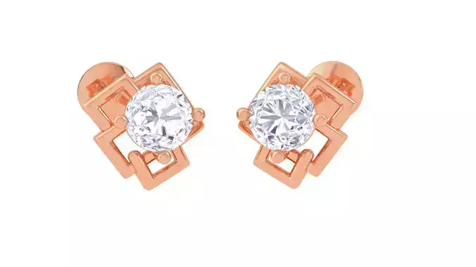 Ultra Light Wt Solitaire Diamond Stud Earrings 3dm stl obj  3D print model