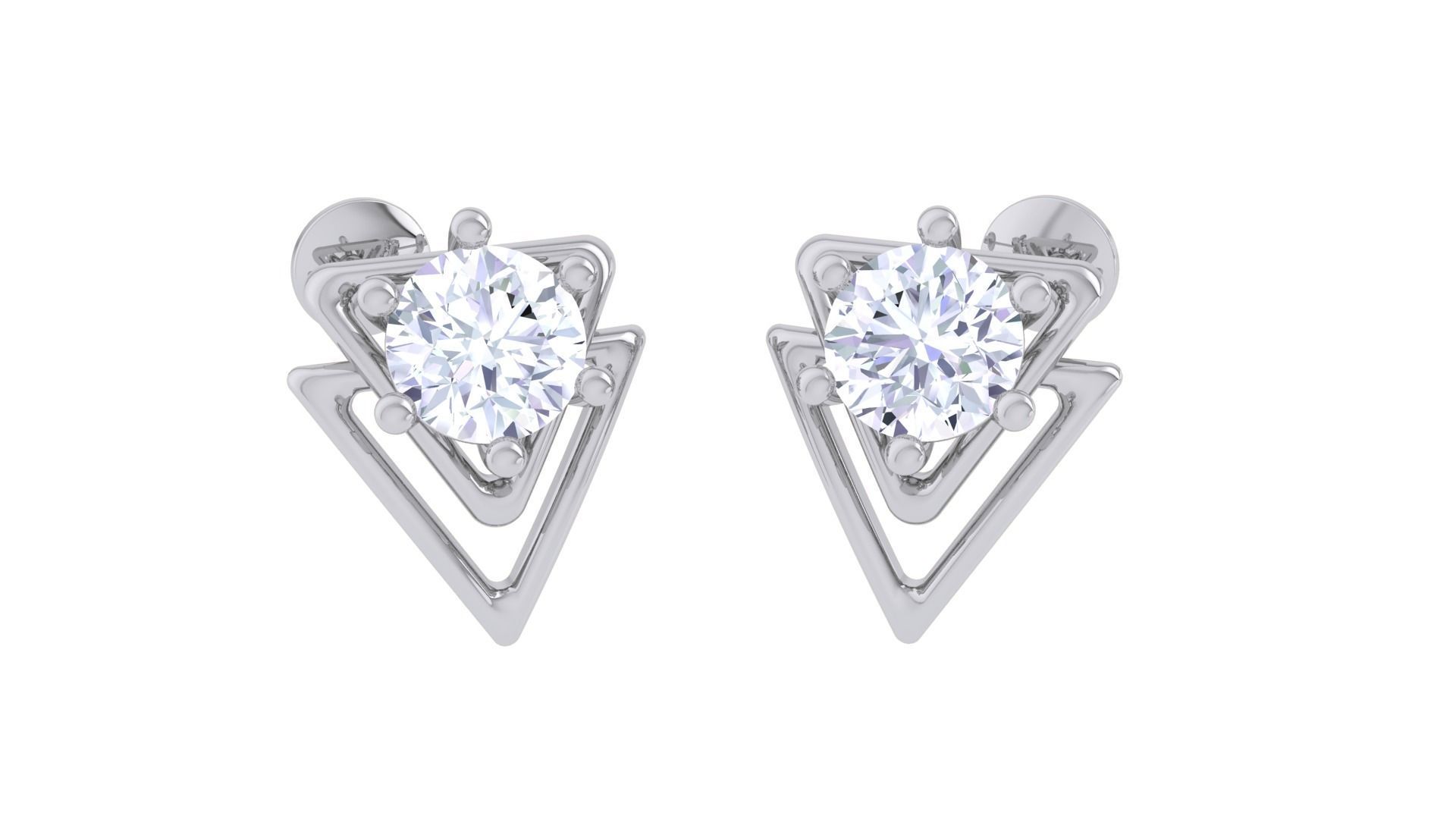 Ultra Light Wt Solitaire Diamond Stud Earrings 3dm stl obj  3D print model_2
