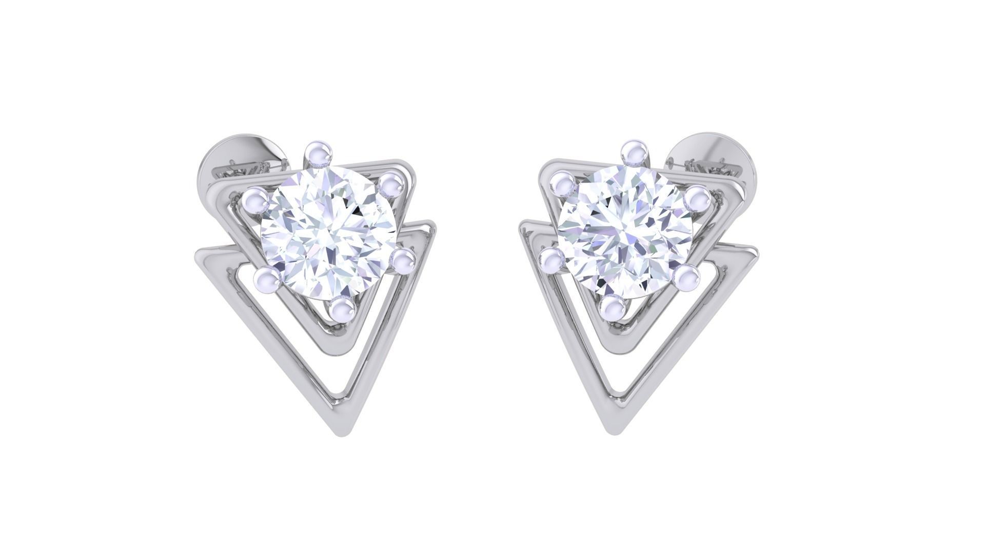 Ultra Light Wt Solitaire Diamond Stud Earrings 3dm stl obj  3D print model_5
