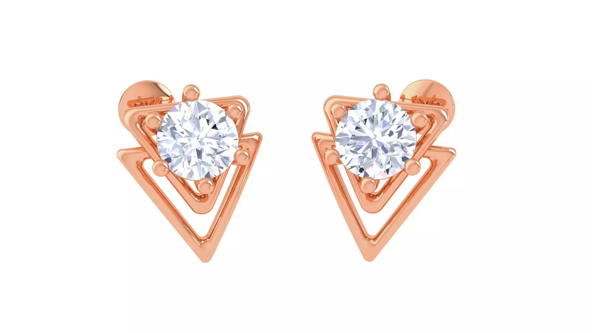 Ultra Light Wt Solitaire Diamond Stud Earrings 3dm stl obj  3D print model_0