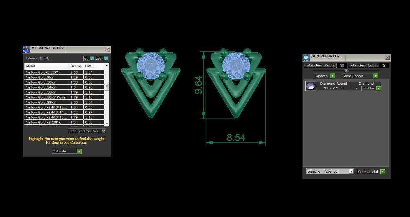 Ultra Light Wt Solitaire Diamond Stud Earrings 3dm stl obj  3D print model_3