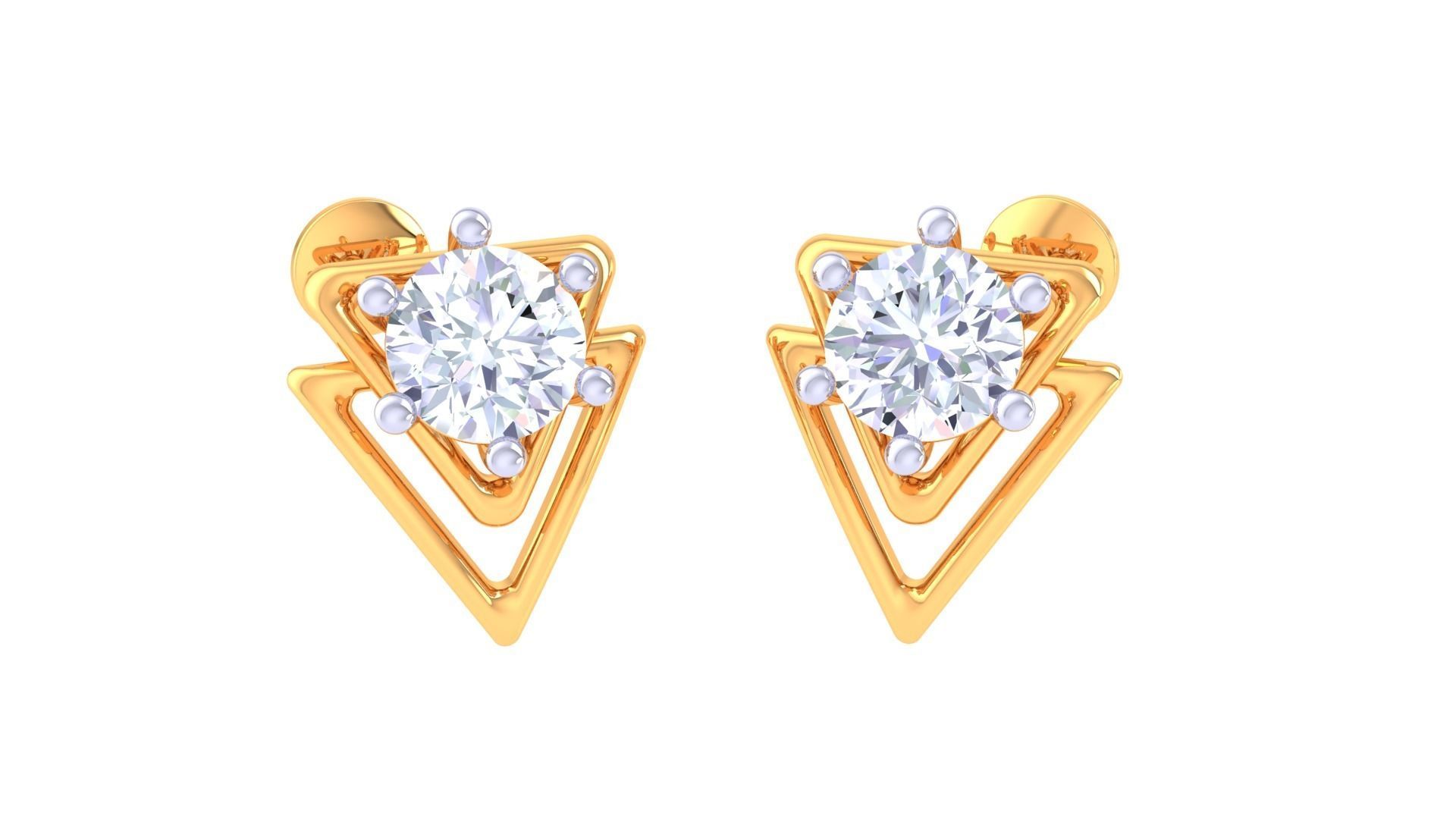 Ultra Light Wt Solitaire Diamond Stud Earrings 3dm stl obj  3D print model_4