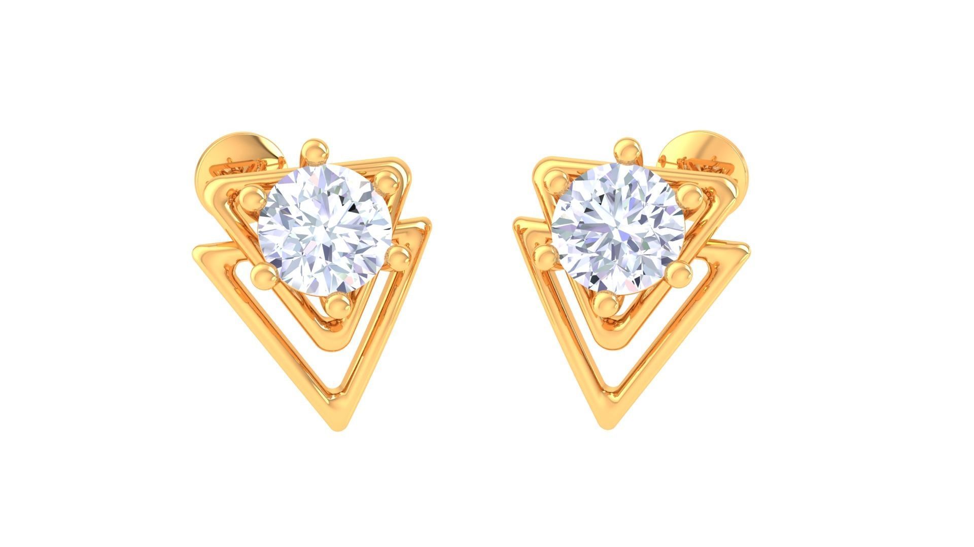 Ultra Light Wt Solitaire Diamond Stud Earrings 3dm stl obj  3D print model_1