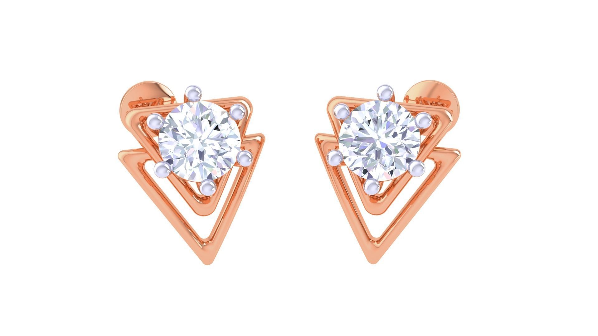 Ultra Light Wt Solitaire Diamond Stud Earrings 3dm stl obj  3D print model_6