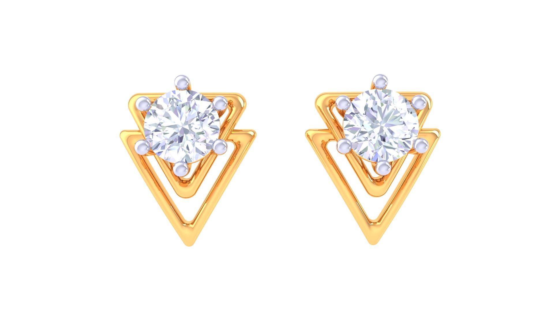 Ultra Light Wt Solitaire Diamond Stud Earrings 3dm stl obj  3D print model_8