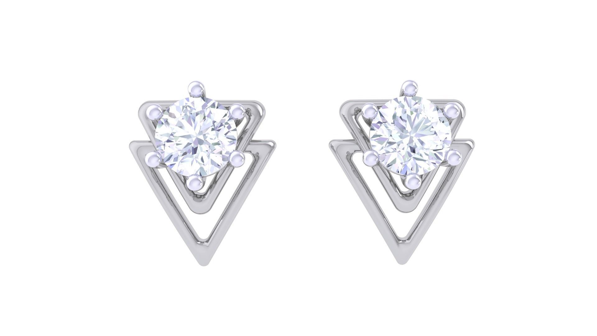 Ultra Light Wt Solitaire Diamond Stud Earrings 3dm stl obj  3D print model_9