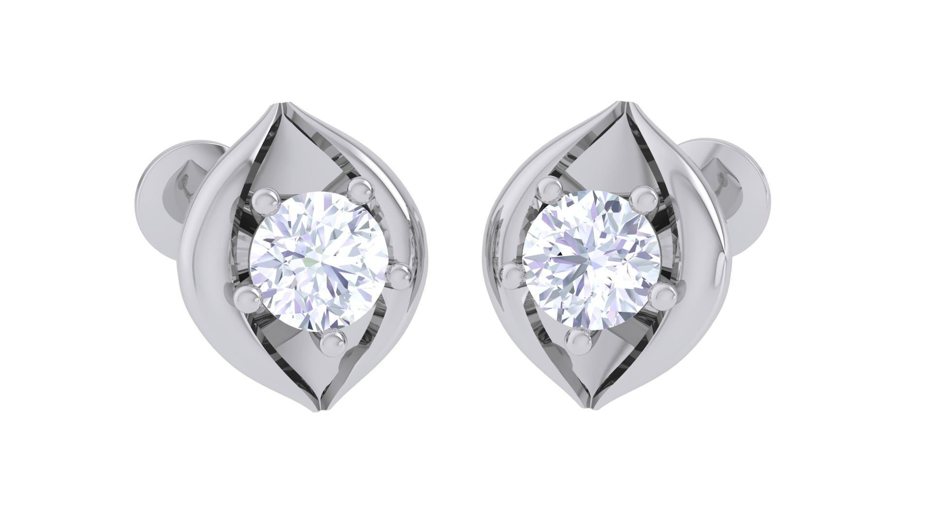 Ultra Light Wt Solitaire Diamond Stud Earrings 3dm stl obj  3D print model_1