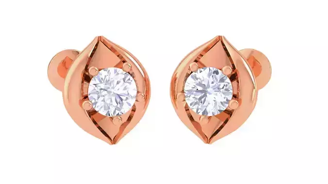 Ultra Light Wt Solitaire Diamond Stud Earrings 3dm stl obj  3D print model