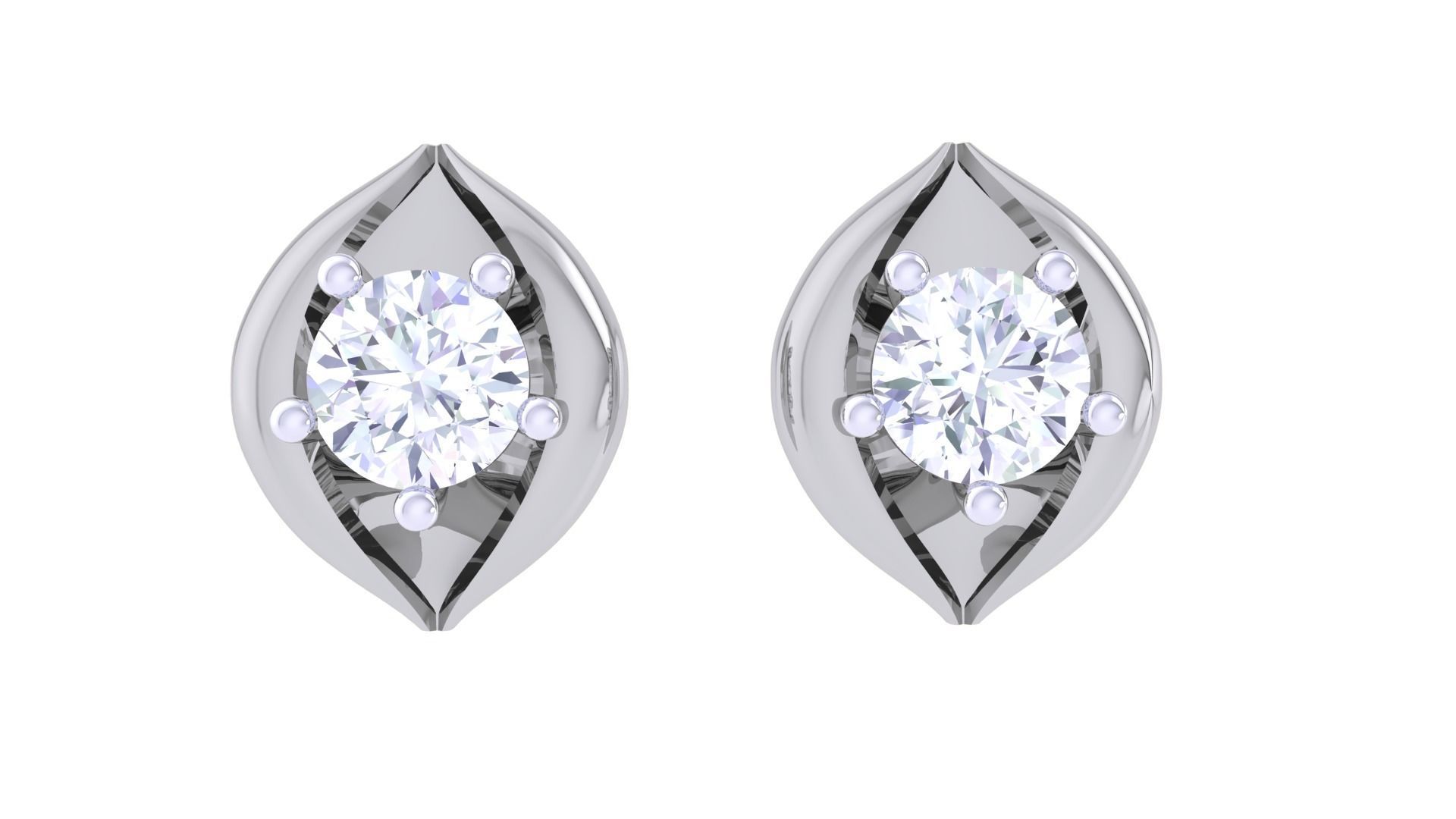 Ultra Light Wt Solitaire Diamond Stud Earrings 3dm stl obj  3D print model_9