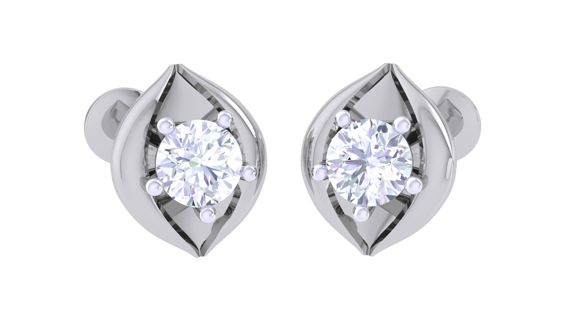 Ultra Light Wt Solitaire Diamond Stud Earrings 3dm stl obj  3D print model_5