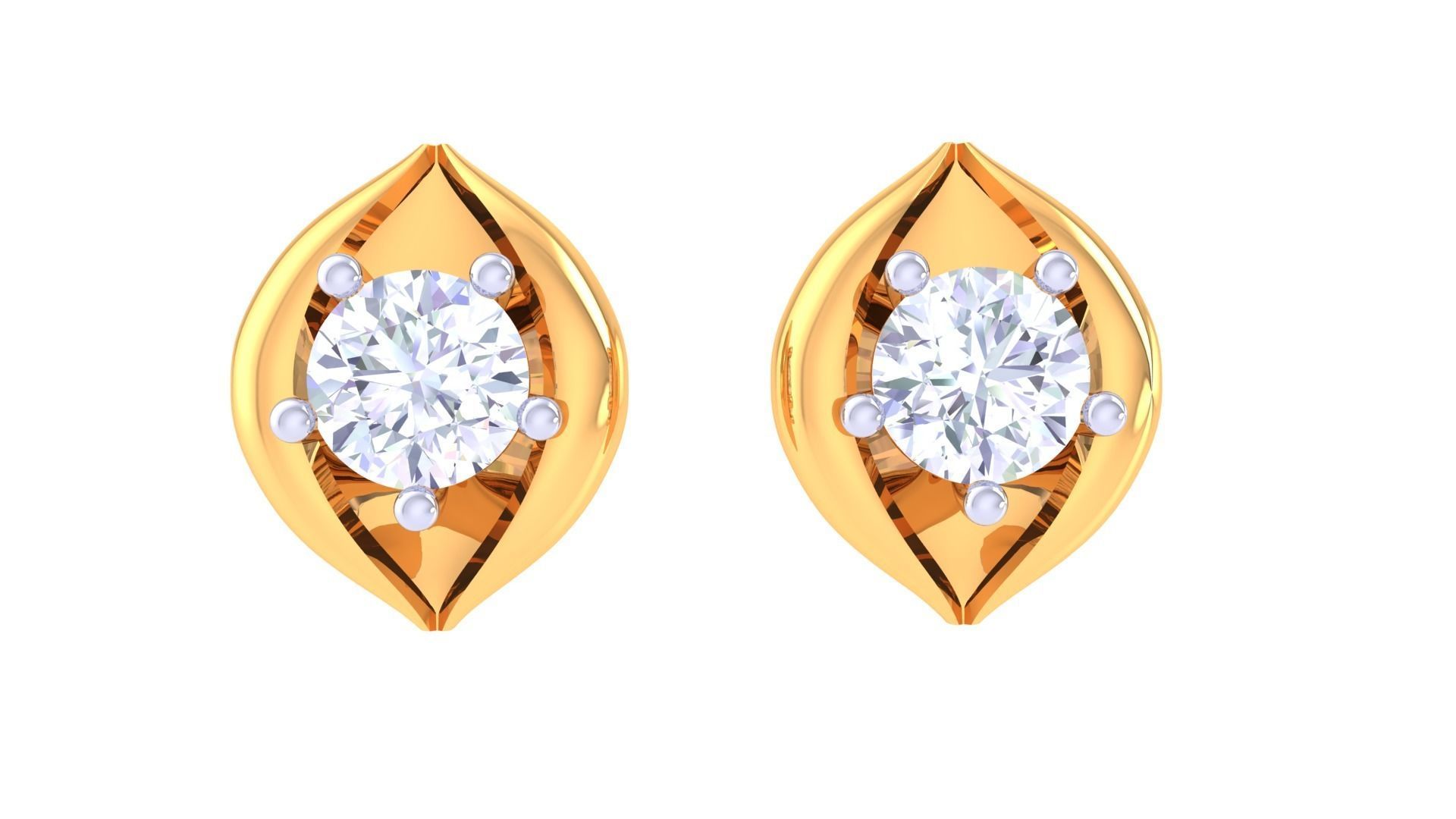 Ultra Light Wt Solitaire Diamond Stud Earrings 3dm stl obj  3D print model_7