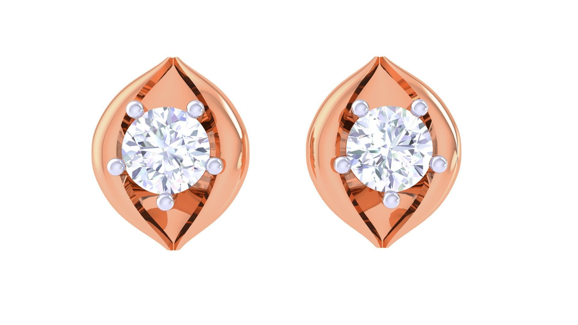 Ultra Light Wt Solitaire Diamond Stud Earrings 3dm stl obj  3D print model_8