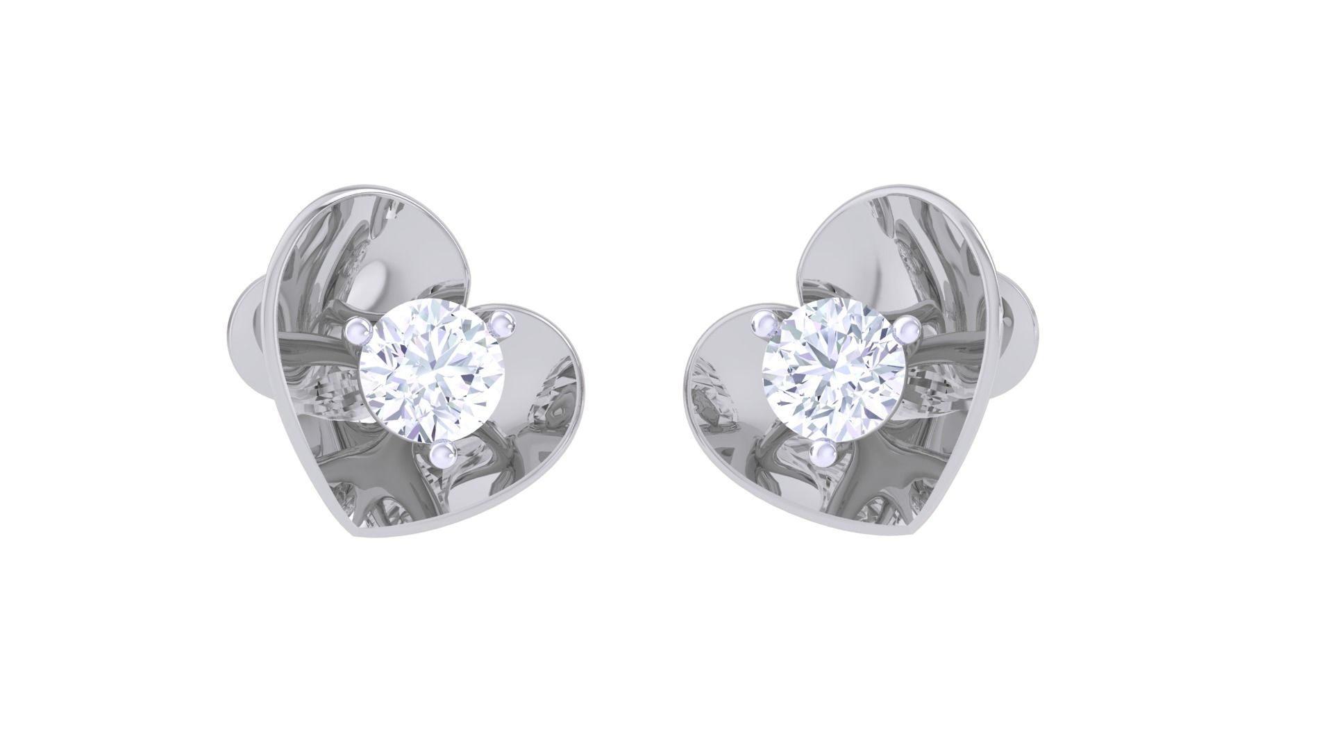 Ultra Light Wt Solitaire Diamond Stud Earrings 3dm stl obj  3D print model_3
