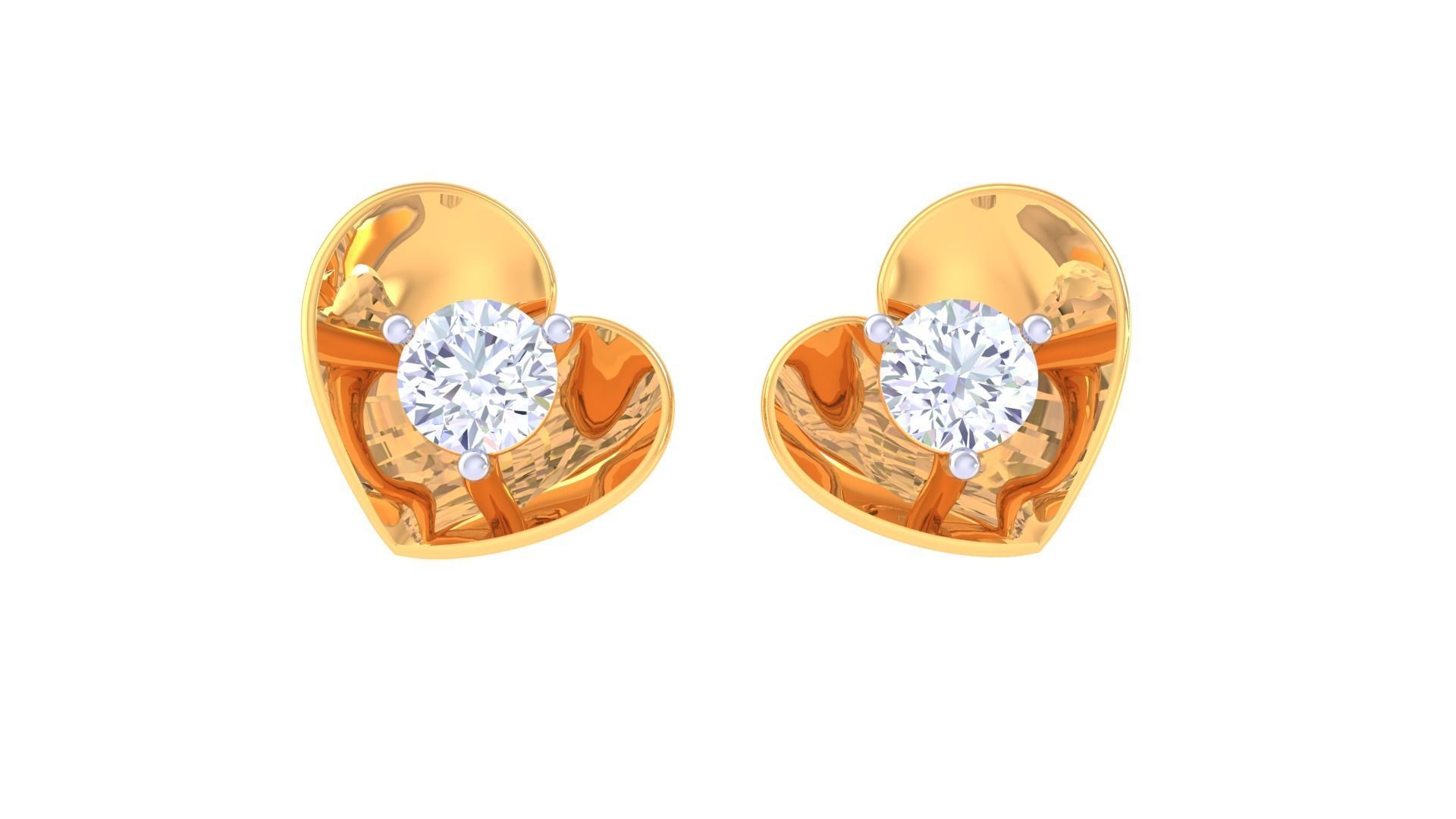 Ultra Light Wt Solitaire Diamond Stud Earrings 3dm stl obj  3D print model_7