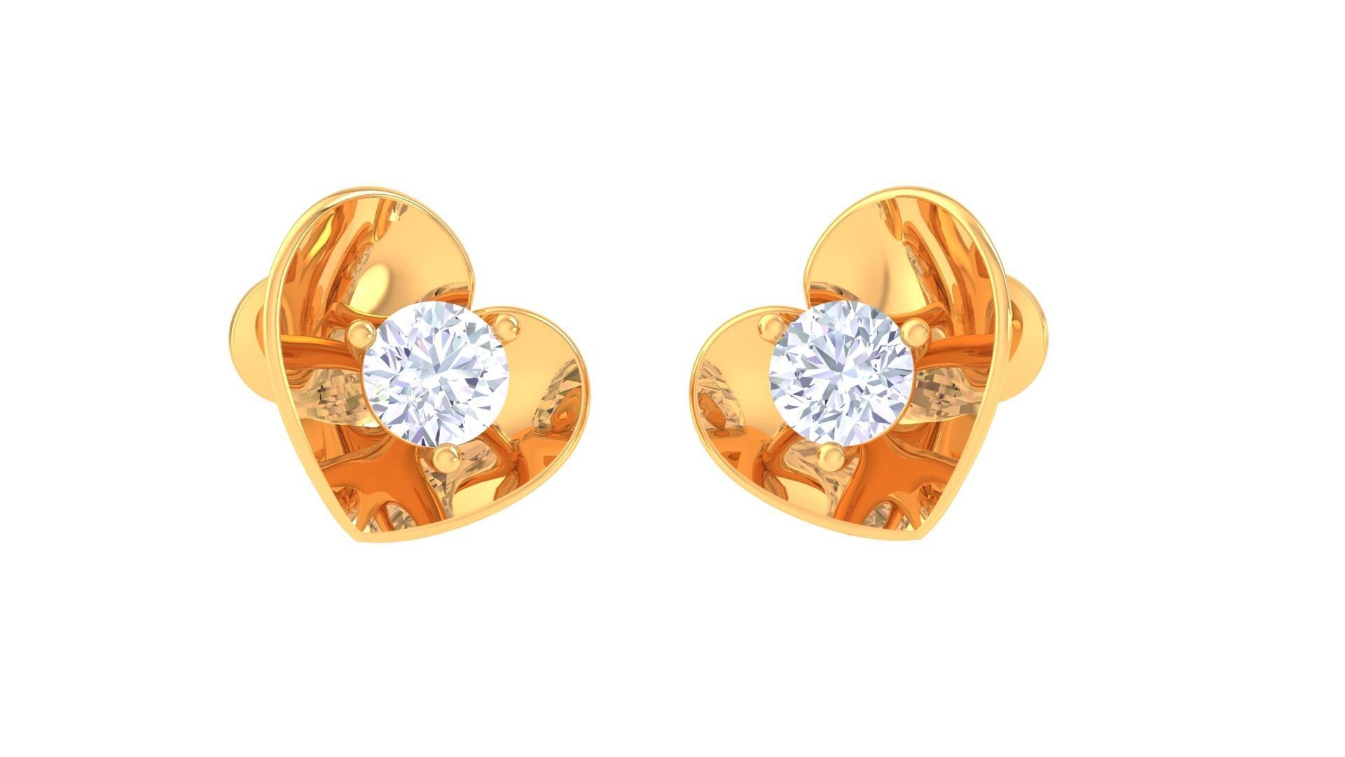 Ultra Light Wt Solitaire Diamond Stud Earrings 3dm stl obj  3D print model_2