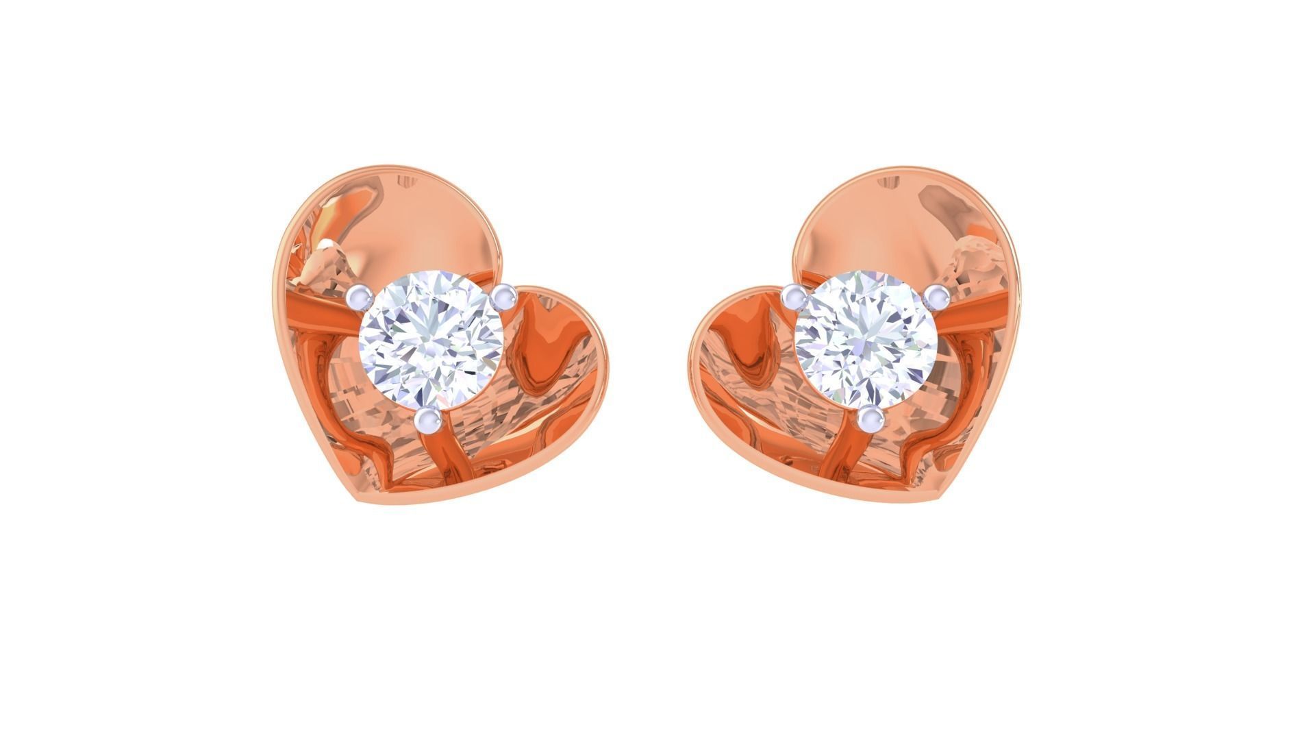 Ultra Light Wt Solitaire Diamond Stud Earrings 3dm stl obj  3D print model_9