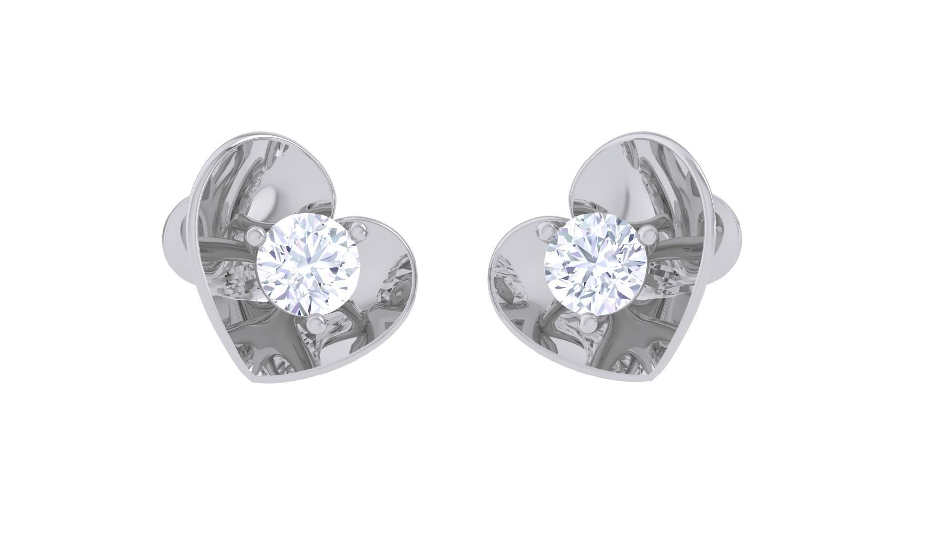 Ultra Light Wt Solitaire Diamond Stud Earrings 3dm stl obj  3D print model_1