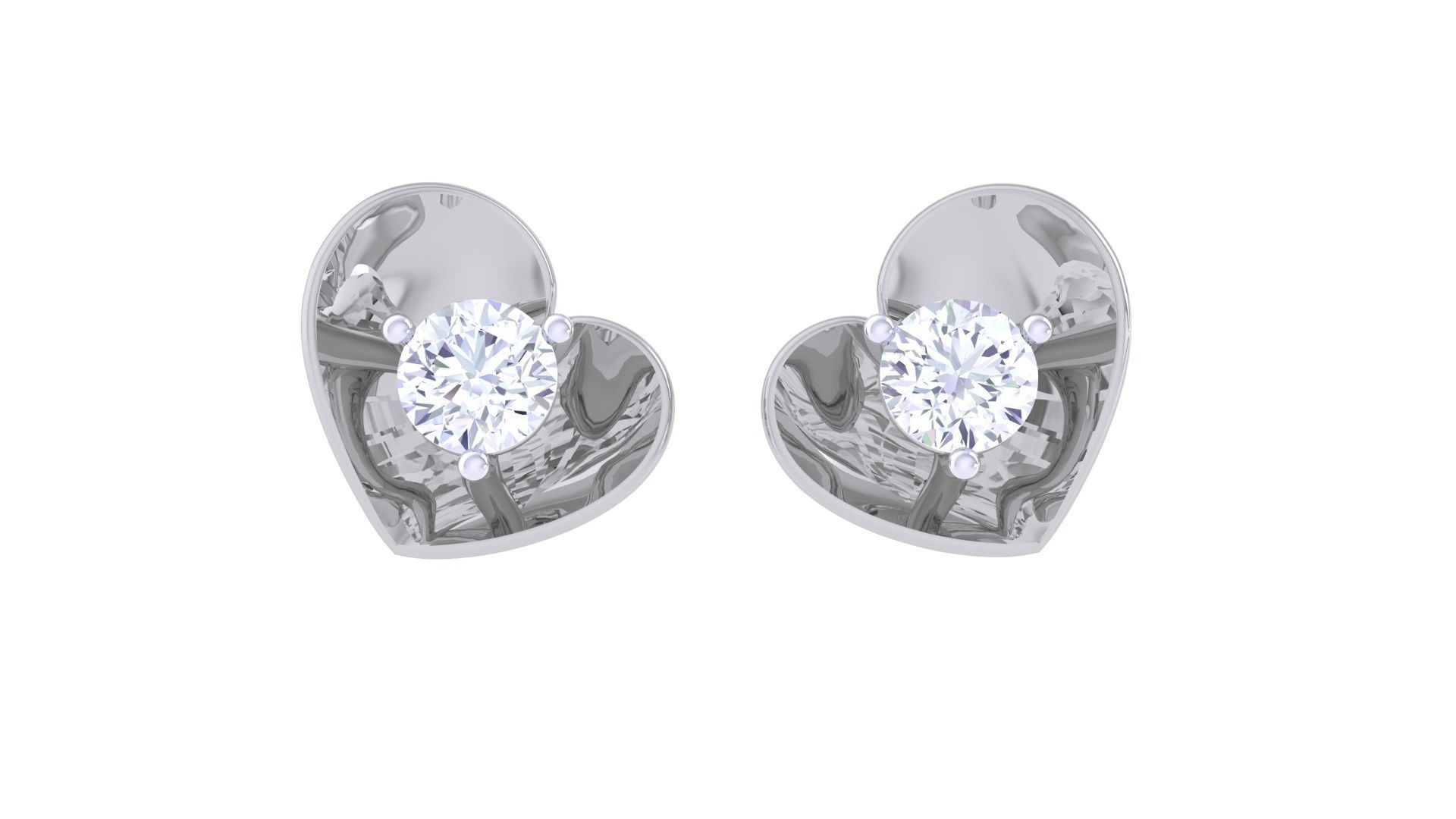 Ultra Light Wt Solitaire Diamond Stud Earrings 3dm stl obj  3D print model_8