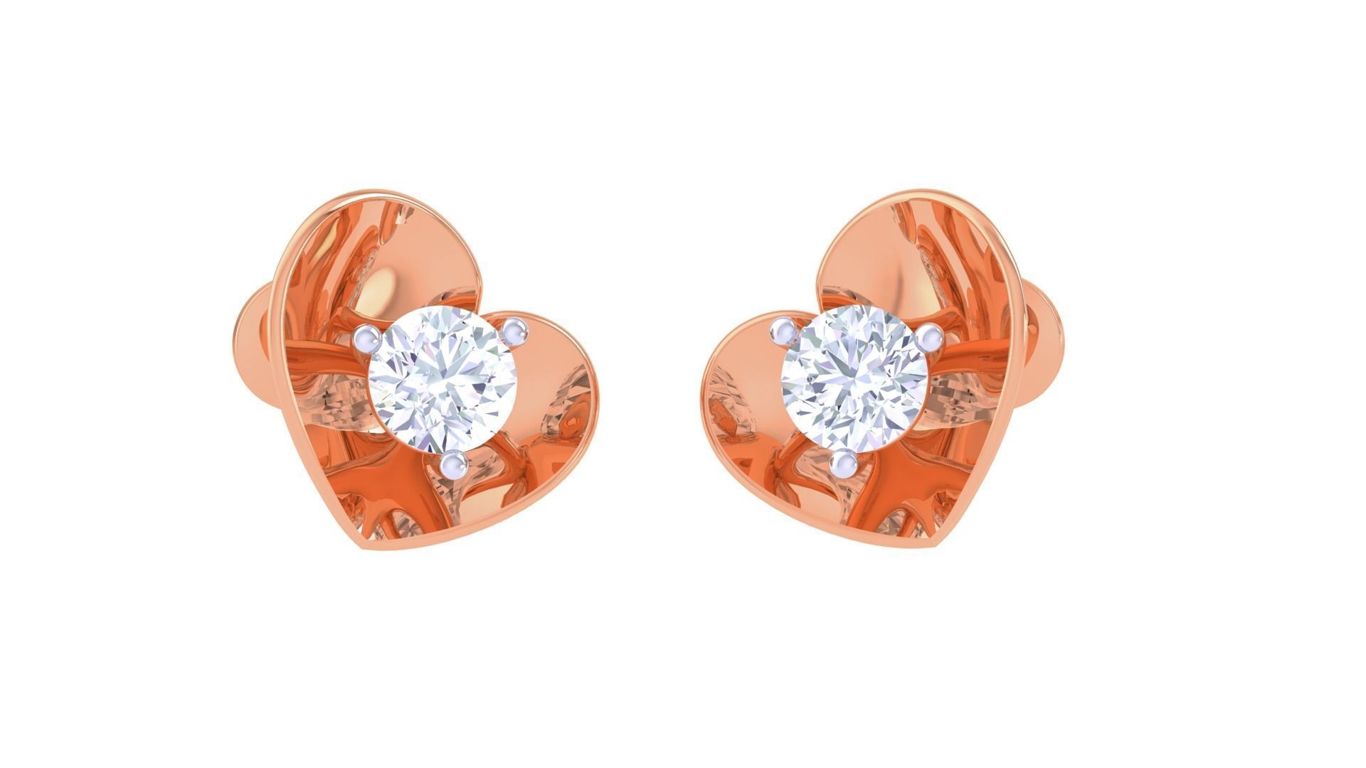 Ultra Light Wt Solitaire Diamond Stud Earrings 3dm stl obj  3D print model_6